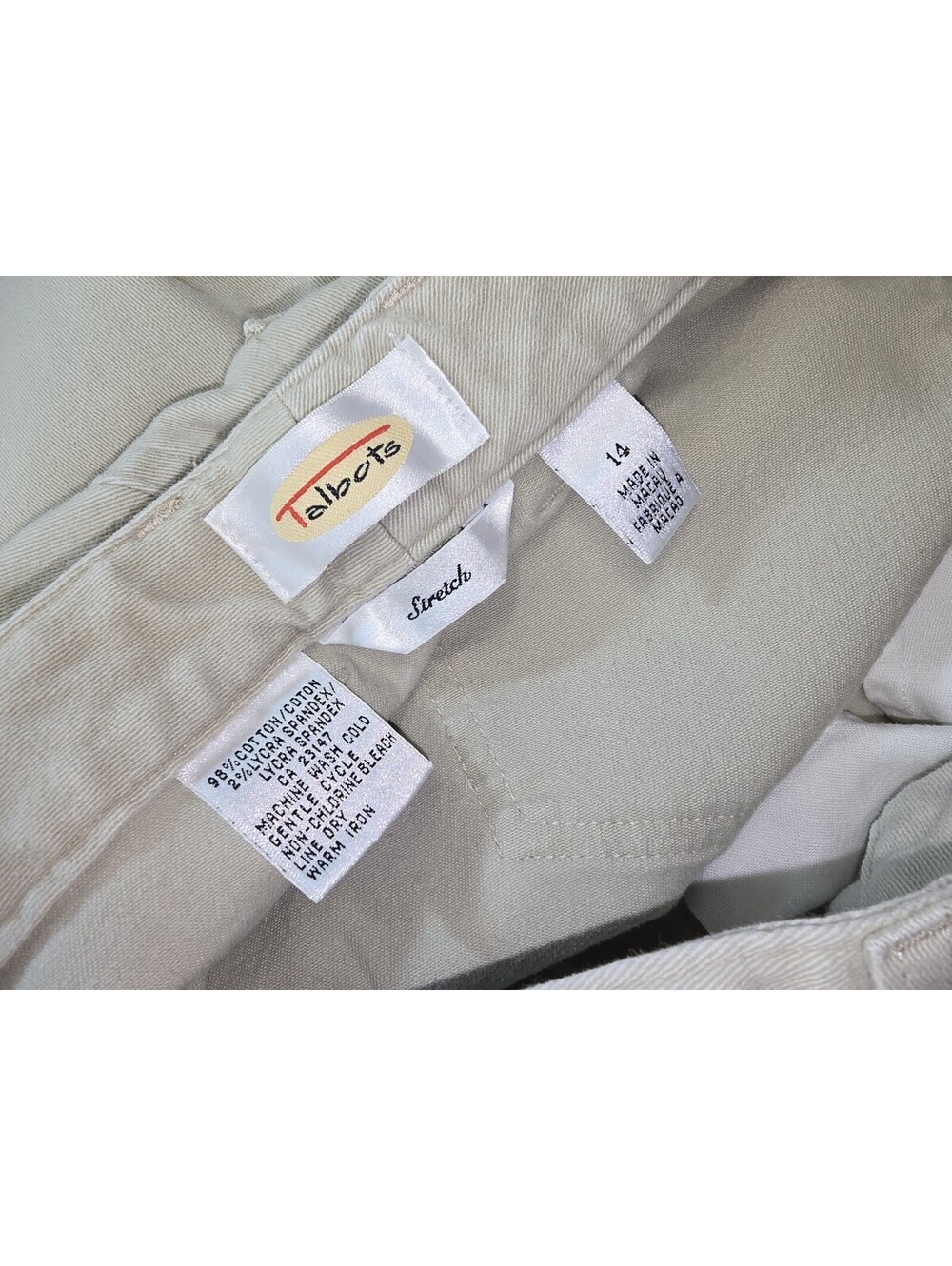 Talbots Women's Size 14 Khaki Cropped Stretch Jeans Straight Leg - Picture 5 of 5
